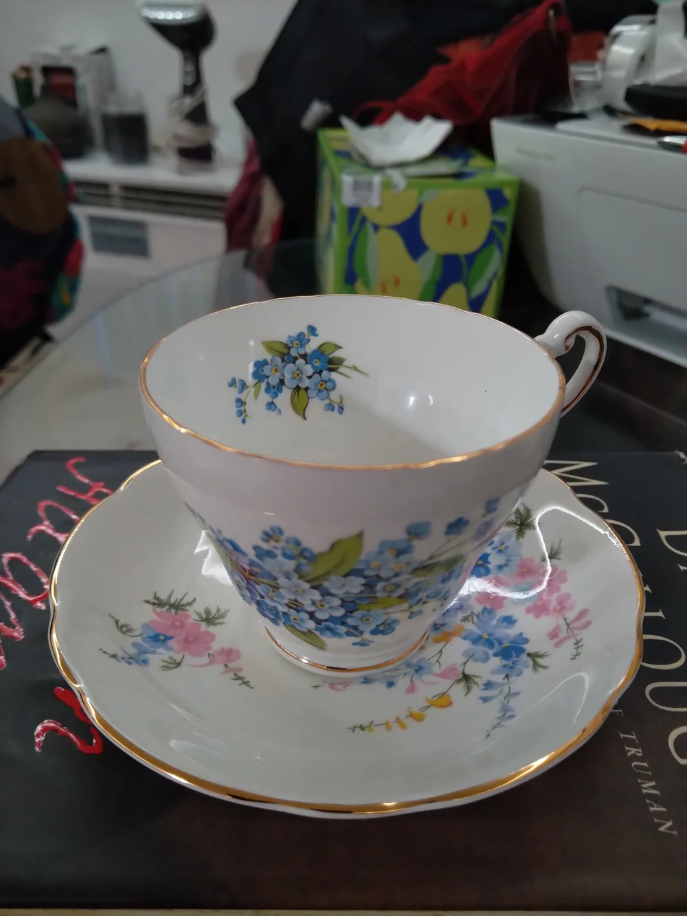 Regency English Bone China Teacup - White with Gold Trim